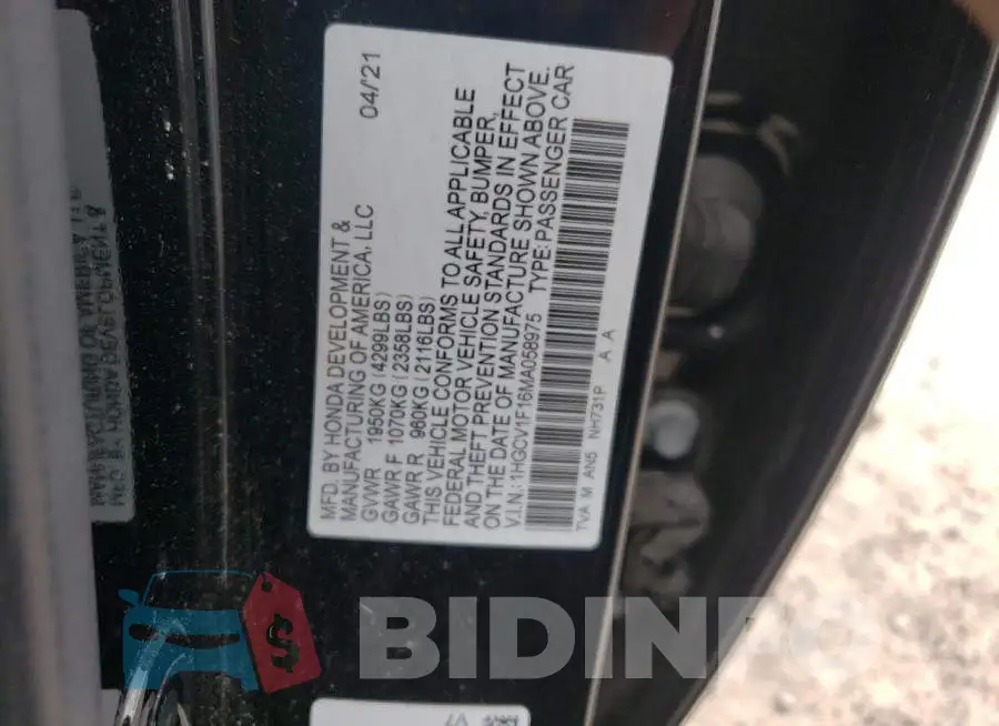 1HGCV1F16MA058975 Photo# 12