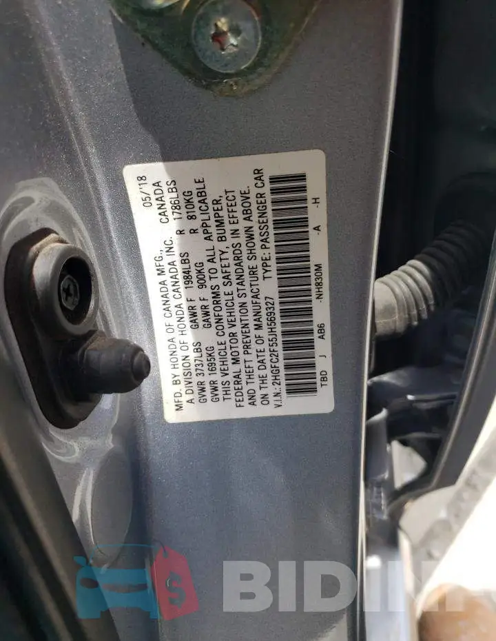 2HGFC2F55JH569327 Photo# 12