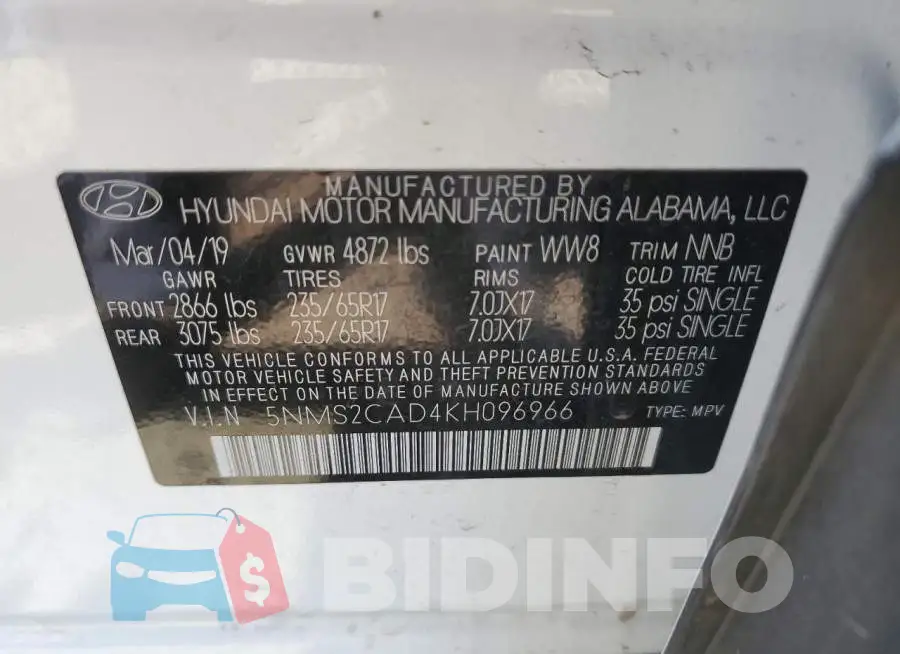 5NMS2CAD4KH096966 Photo# 14