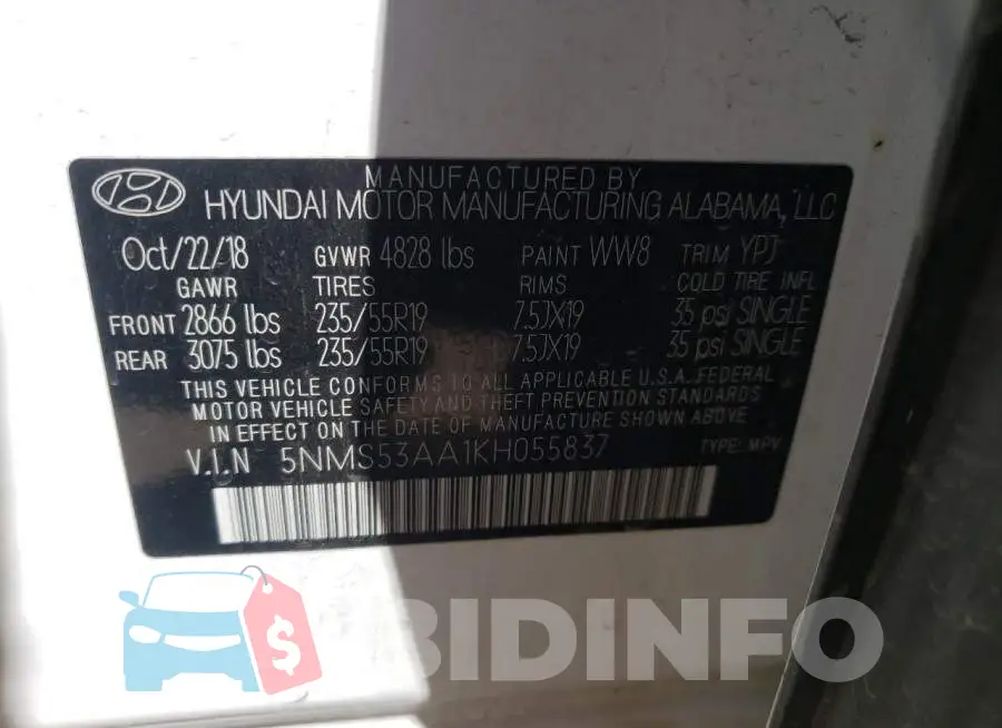 5NMS53AA1KH055837 Photo# 12