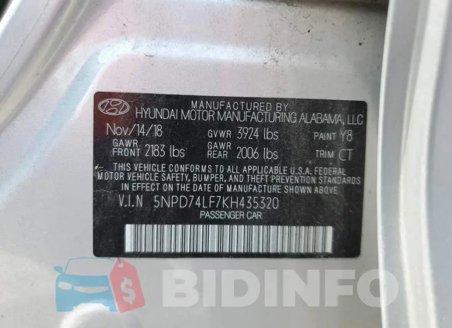 5NPD74LF7KH435320 Photo# 12