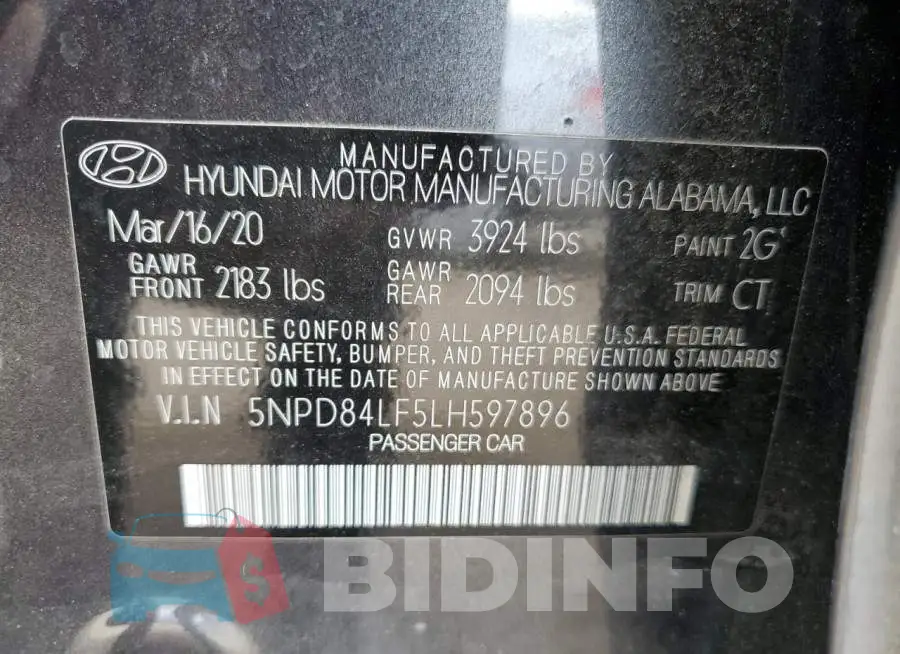 5NPD84LF5LH597896 Photo# 13