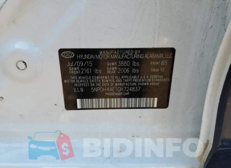 5NPDH4AE1GH724837 Photo# 12