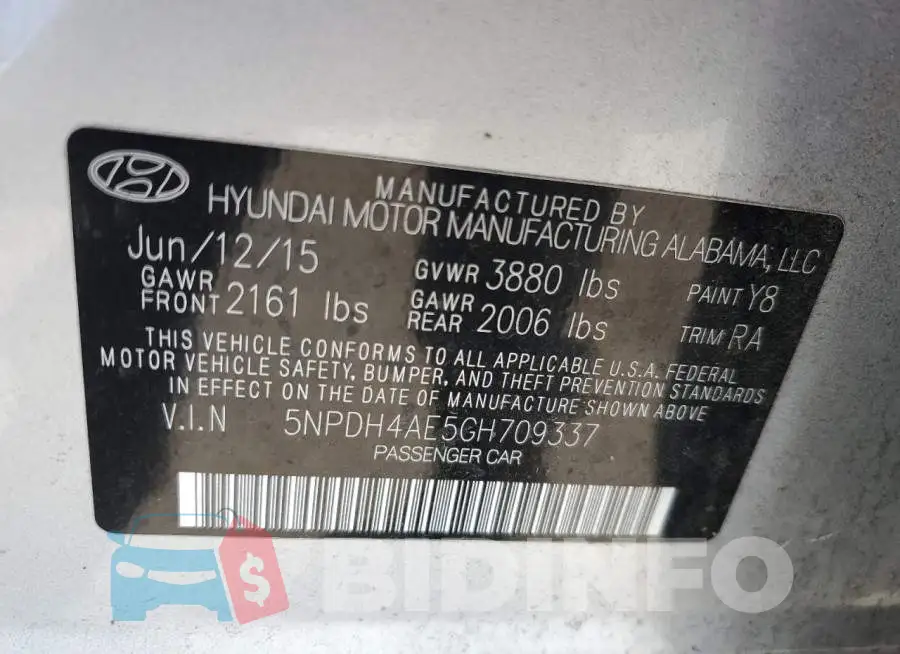 5NPDH4AE5GH709337 Photo# 12