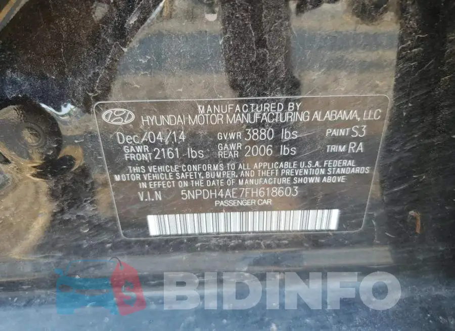 5NPDH4AE7FH618603 Photo# 12