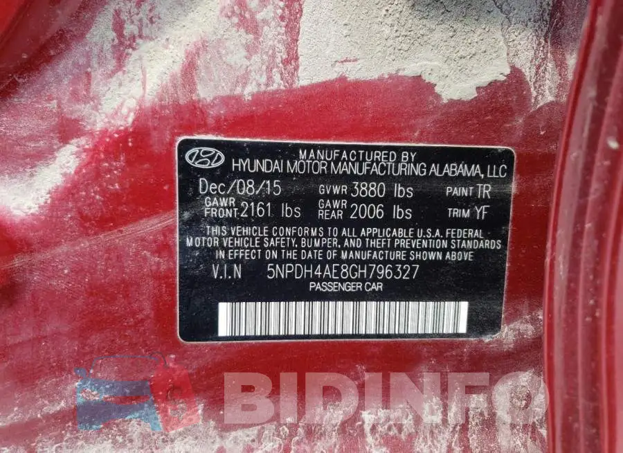 5NPDH4AE8GH796327 Photo# 12