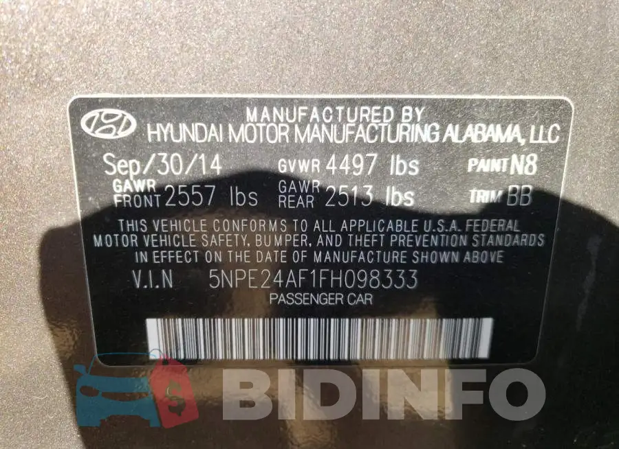 5NPE24AF1FH098333 Photo# 12