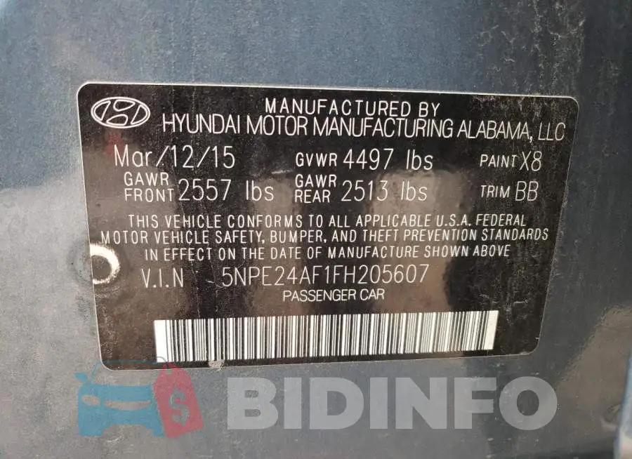 5NPE24AF1FH205607 Photo# 12