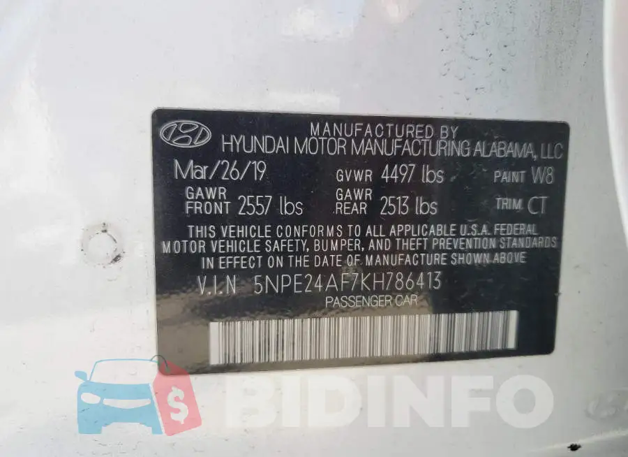 5NPE24AF7KH786413 Photo# 12