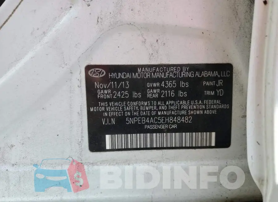 5NPEB4AC5EH848482 Photo# 12