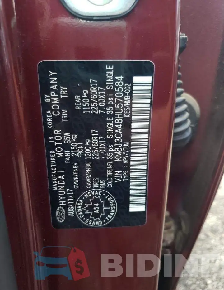 KM8J3CA48HU570584 Photo# 13