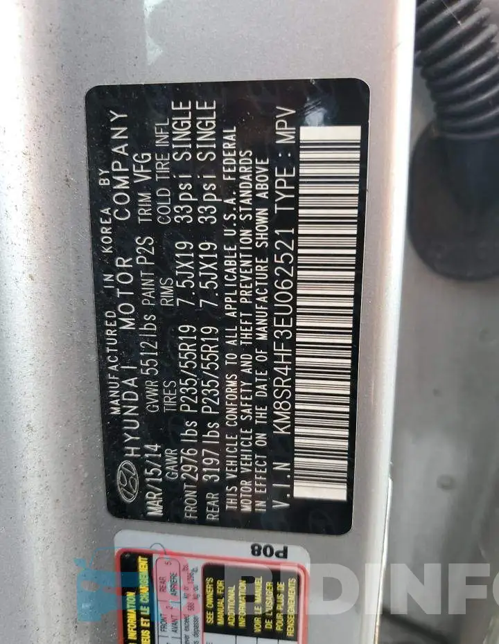 KM8SR4HF3EU062521 Photo# 13
