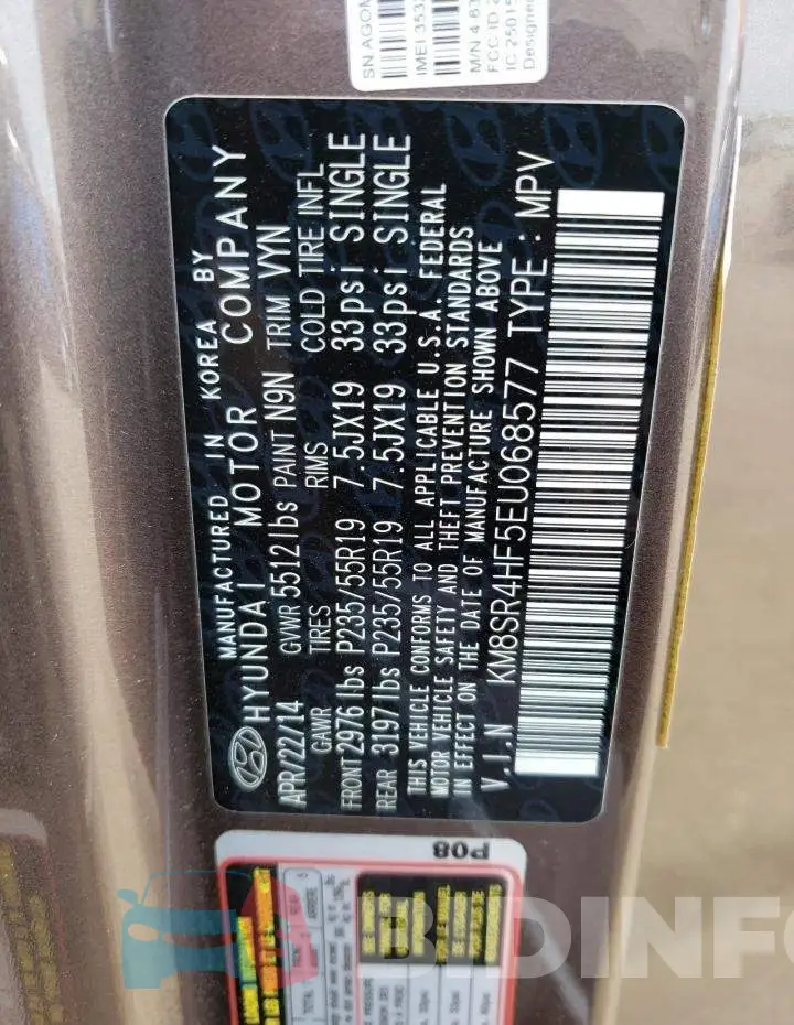 KM8SR4HF5EU068577 Photo# 13