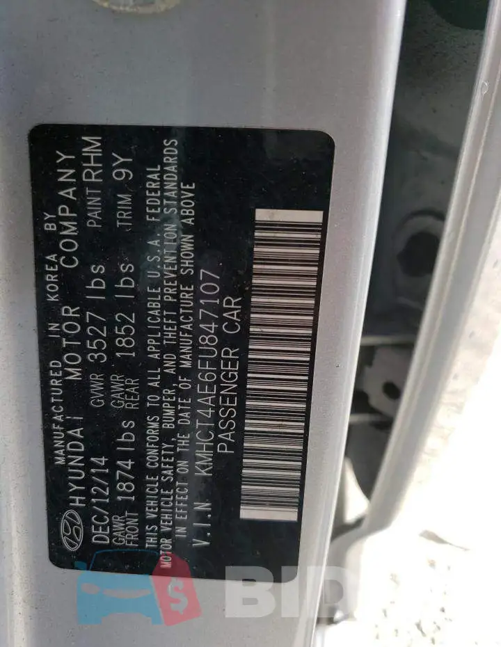 KMHCT4AE6FU847107 Photo# 13