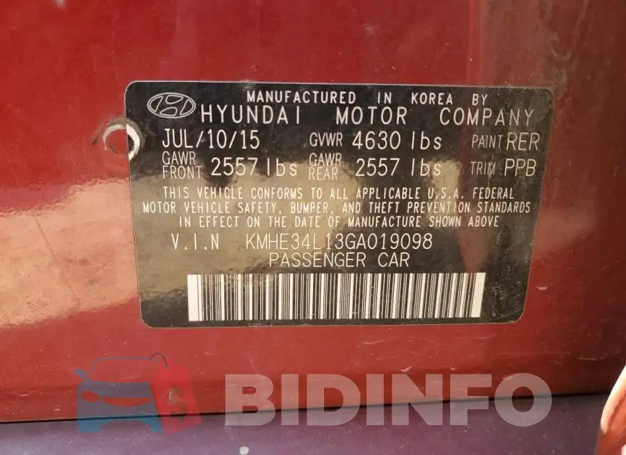 KMHE34L13GA019098 Photo# 12