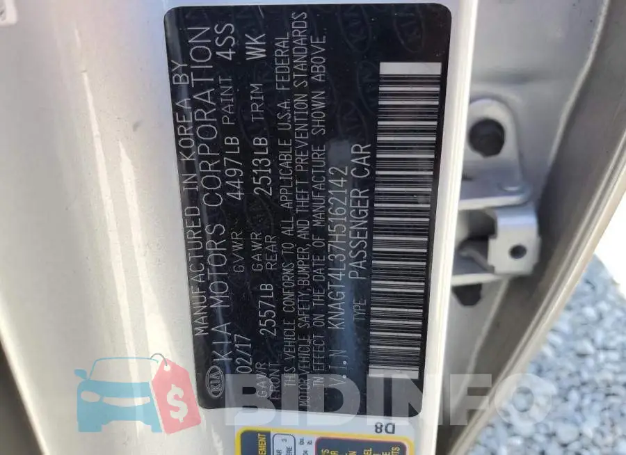 KNAGT4L37H5162142 Photo# 12