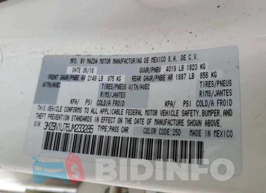 3MZBN1U76JM233285 Photo# 12