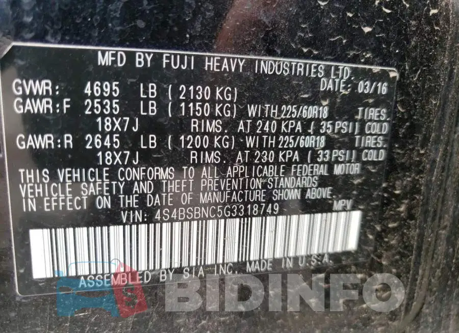 4S4BSBNC5G3318749 Photo# 13