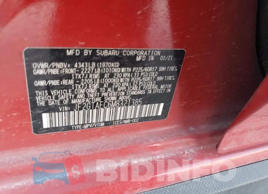 JF2GTAEC6M8321385 Photo# 12