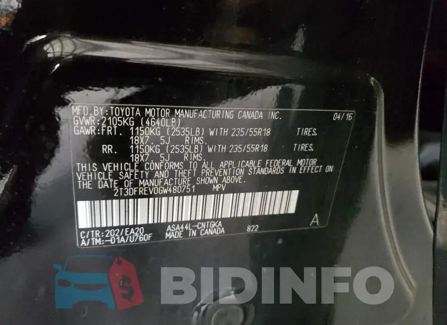 2T3DFREV0GW480751 Photo# 13