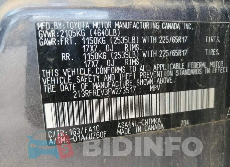 2T3RFREV3FW273517 Photo# 12