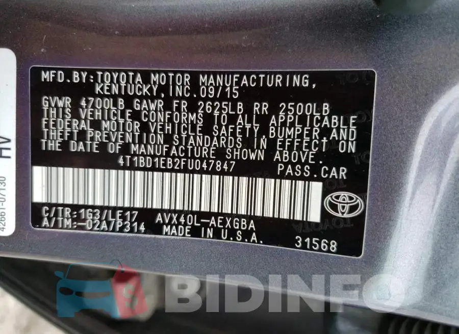 4T1BD1EB2FU047847 Photo# 12