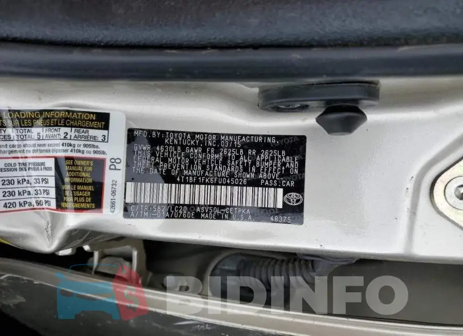 4T1BF1FK6FU045026 Photo# 12