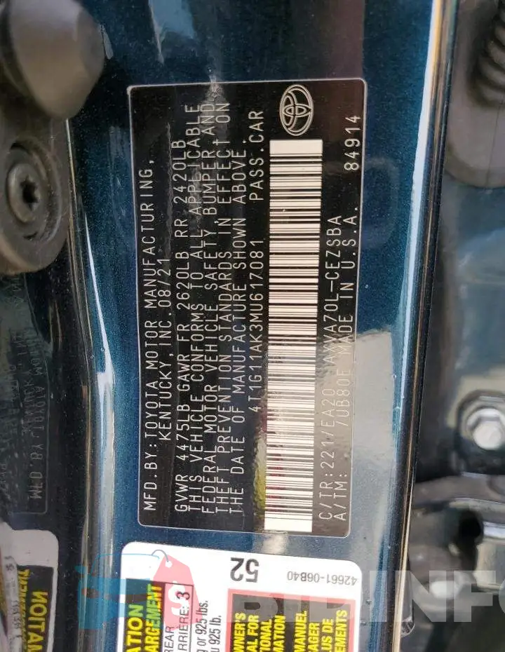 4T1G11AK3MU617081 Photo# 13