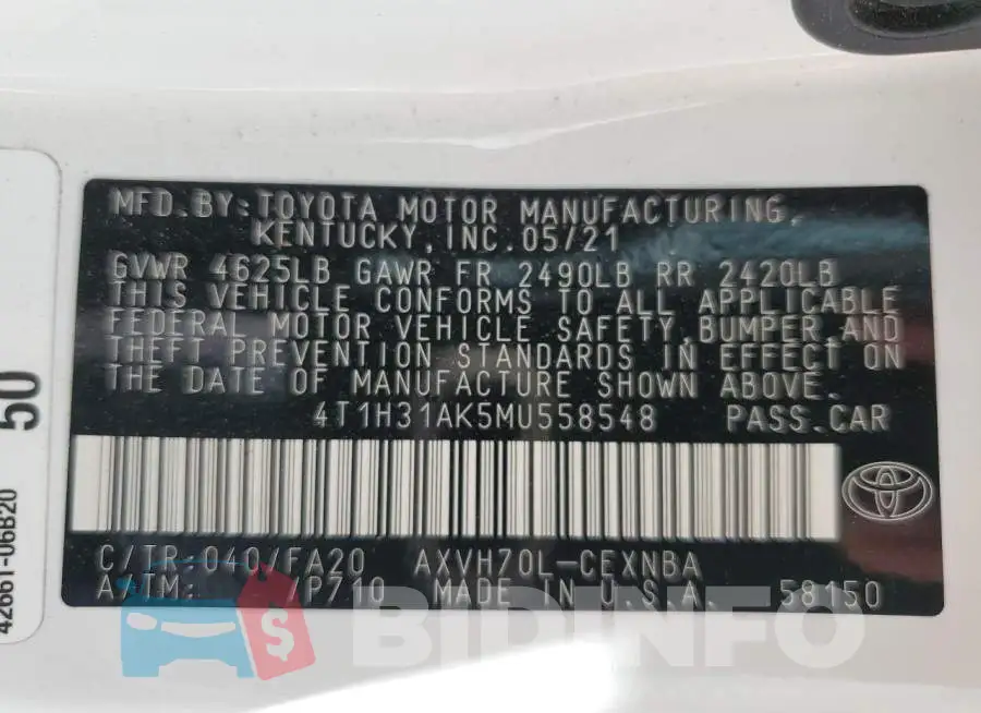 4T1H31AK5MU558548 Photo# 12