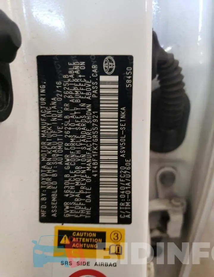 4T4BF1FK7GR557921 Photo# 12