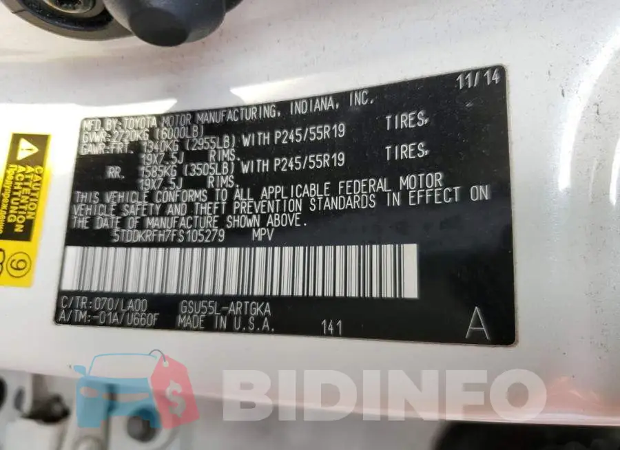 5TDDKRFH7FS105279 Photo# 13