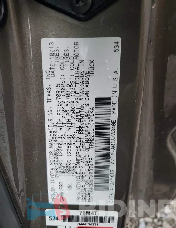 5TFTX4CNXEX037479 Photo# 12