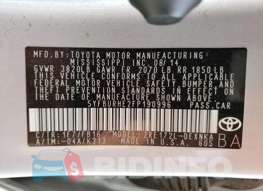 5YFBURHE2FP190996 Photo# 12