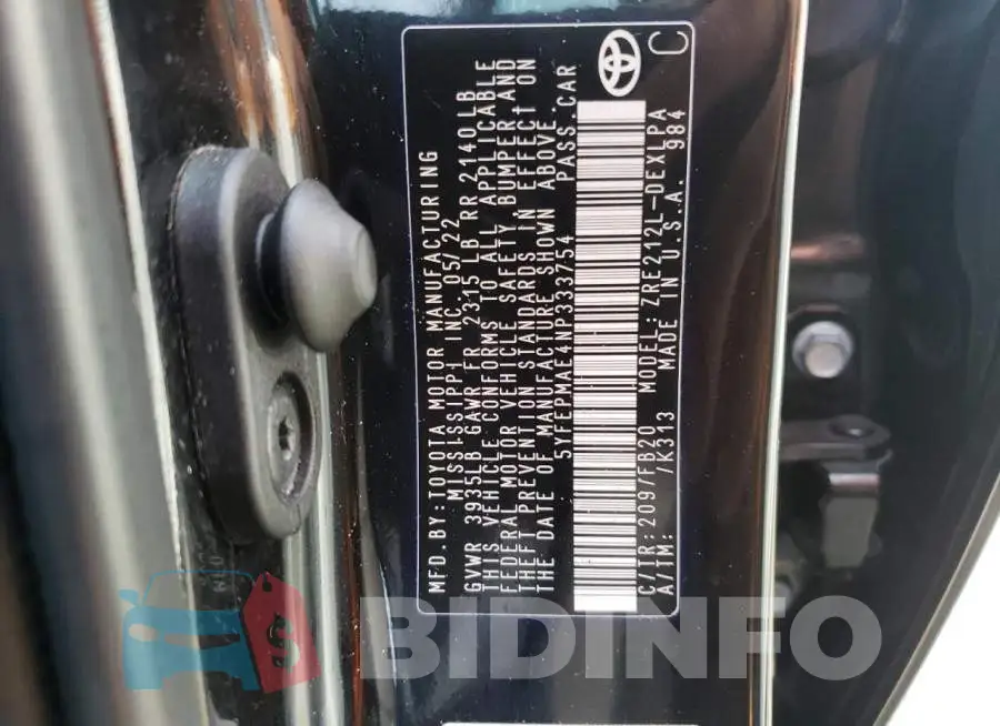 5YFEPMAE4NP333754 Photo# 12