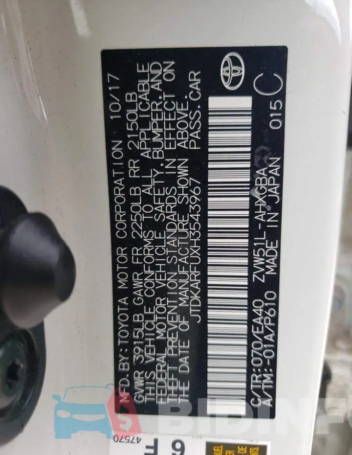 JTDKARFUXH3543967 Photo# 12