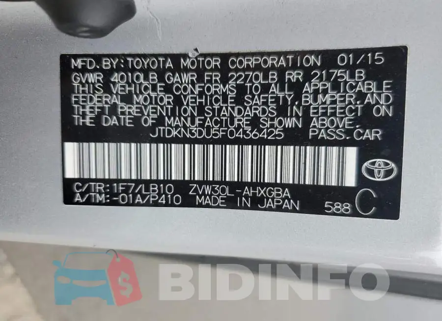 JTDKN3DU5F0436425 Photo# 12