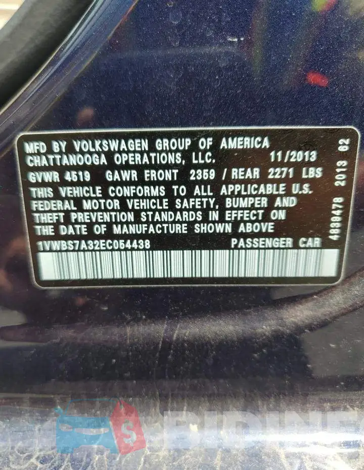 1VWBS7A32EC054438 Photo# 12