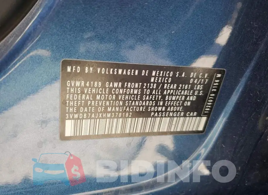 3VWDB7AJXHM378182 Photo# 12