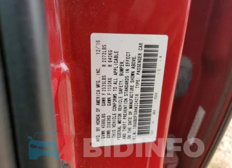 19UUB2F5XHA004218 Photo# 12