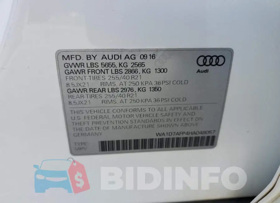 WA1D7AFP4HA048057 Photo# 12