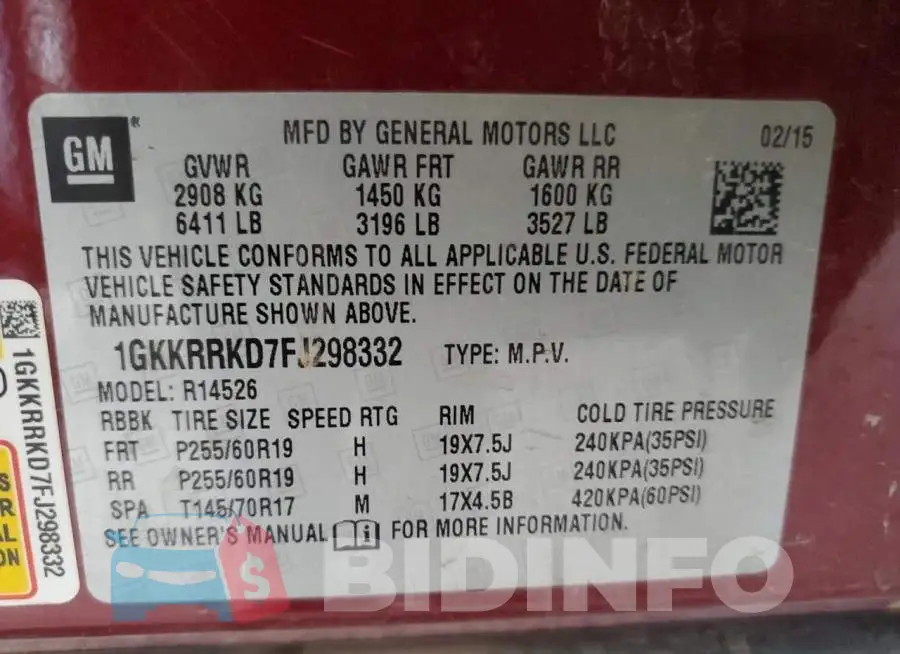 1GKKRRKD7FJ298332 Photo# 13