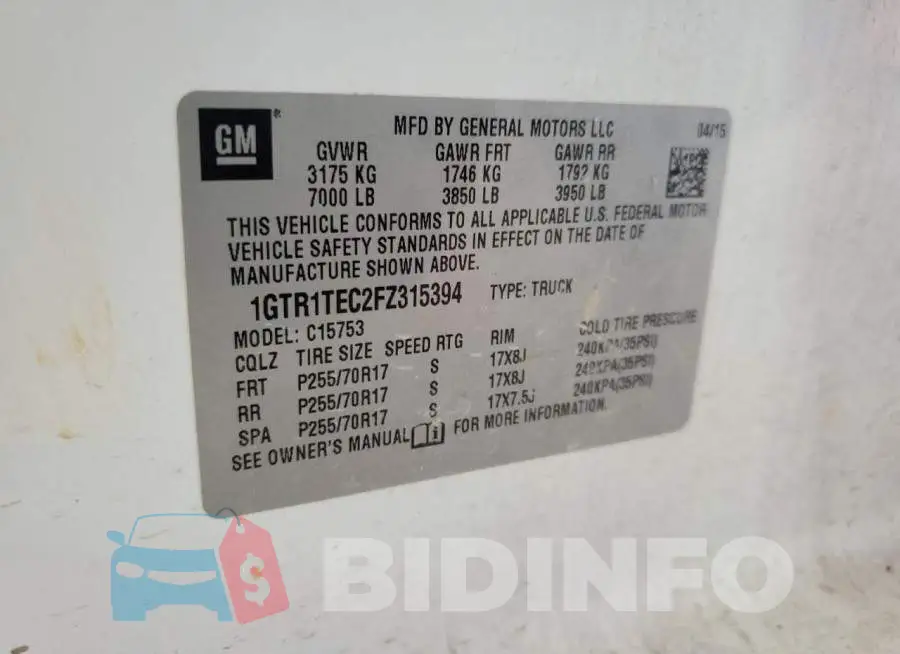 1GTR1TEC2FZ315394 Photo# 12