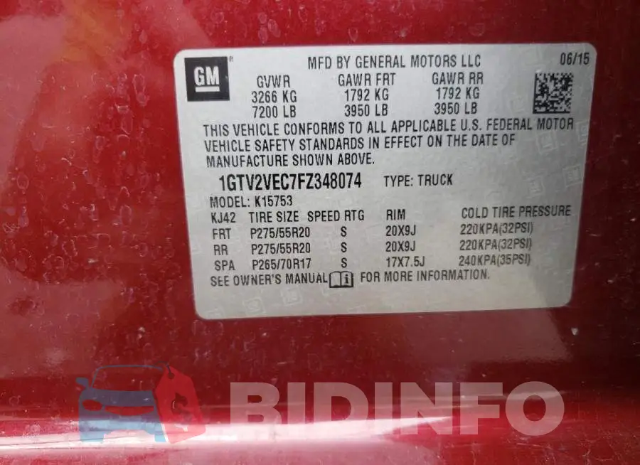 1GTV2VEC7FZ348074 Photo# 12