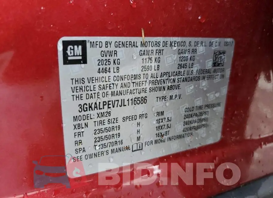 3GKALPEV7JL116586 Photo# 13