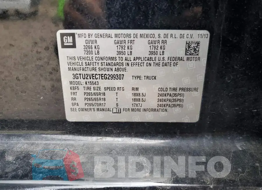 3GTU2VEC7EG299307 Photo# 13
