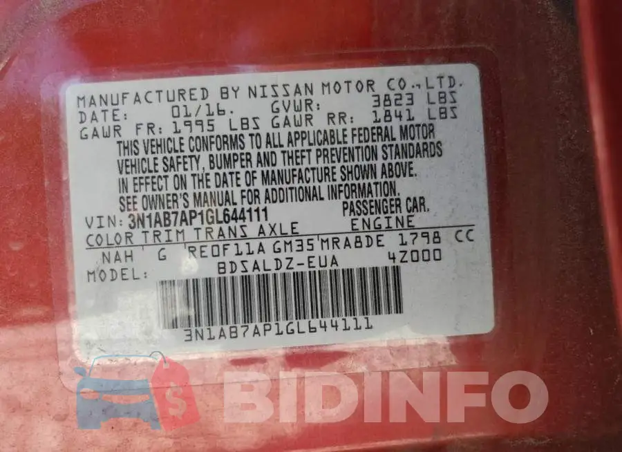 3N1AB7AP1GL644111 Photo# 12