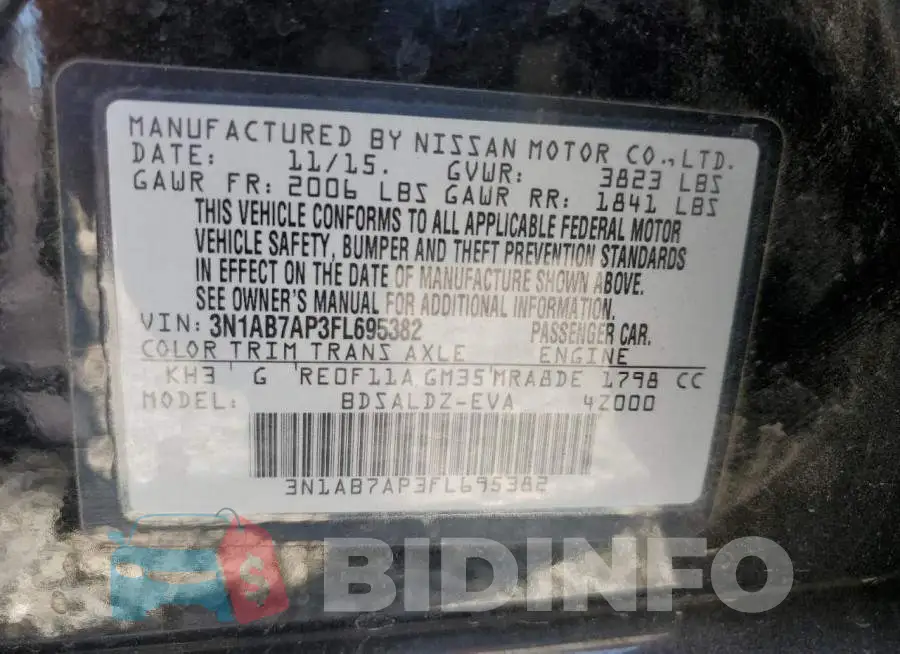 3N1AB7AP3FL695382 Photo# 12