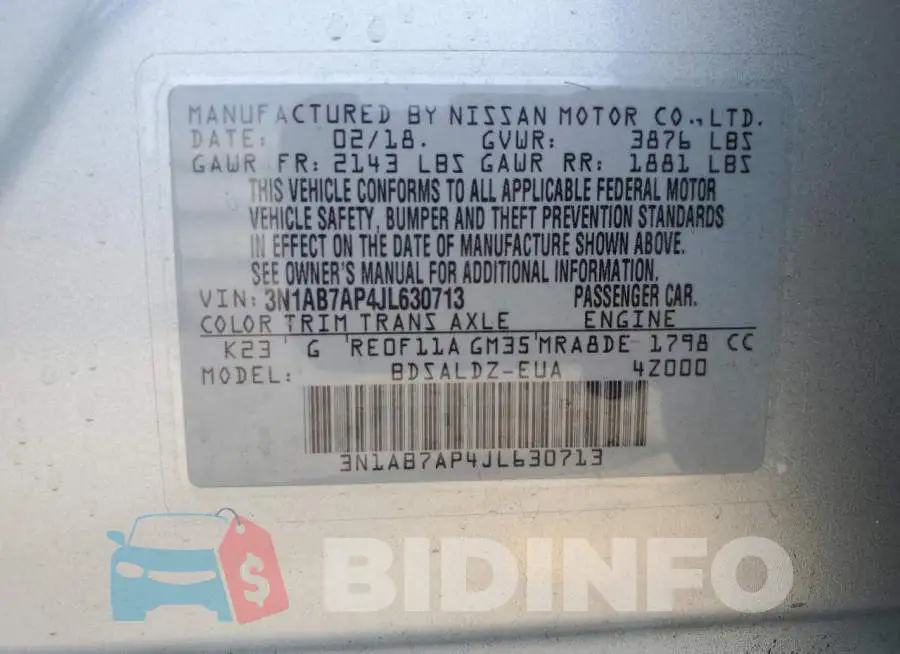 3N1AB7AP4JL630713 Photo# 12