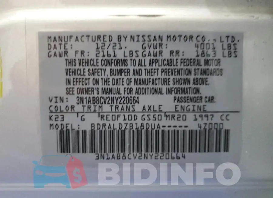 3N1AB8CV2NY220664 Photo# 12