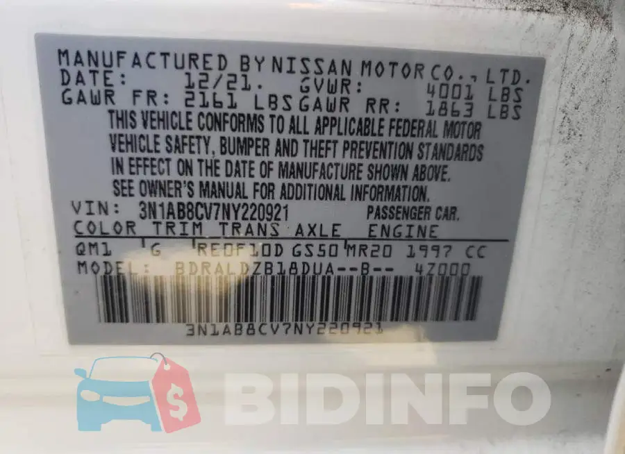 3N1AB8CV7NY220921 Photo# 12